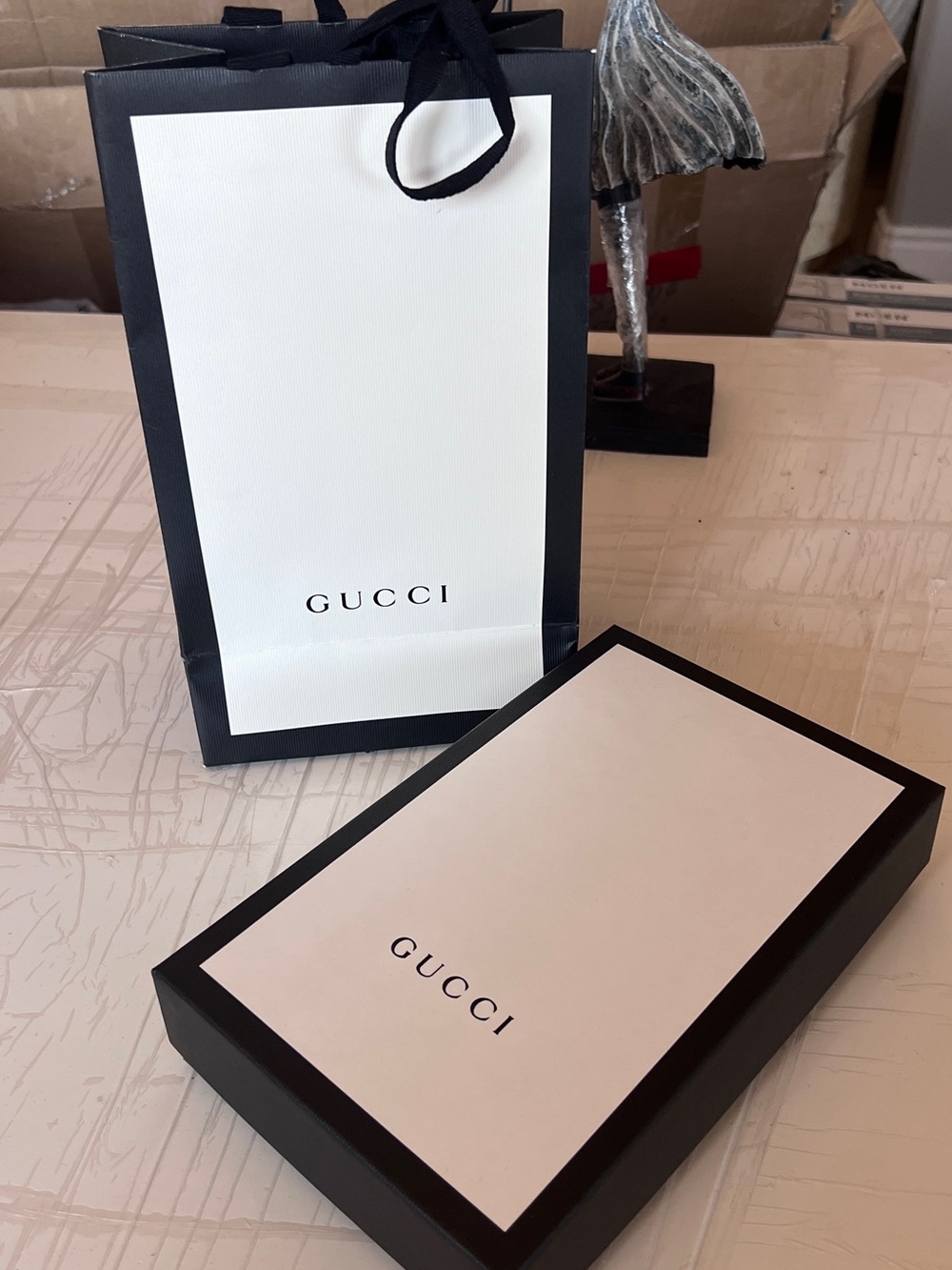 Gucci Black and White Branded Gift Bag & Box Set